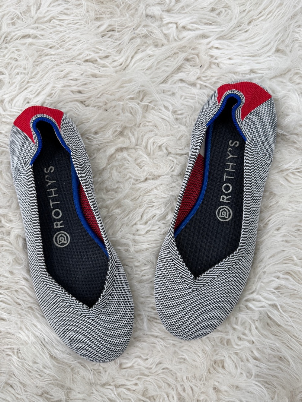 Rothy’s Cherry Ribbon Stripe Flat Women’s Retired Shoes Size 7